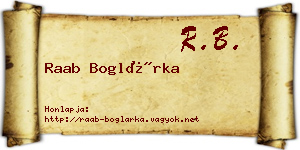 Raab Boglárka névjegykártya